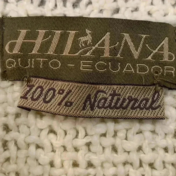 Hilana rough weave ivory tunic with brown on brown trim, 50%, wool,  50% cotton - Picture 9 of 9